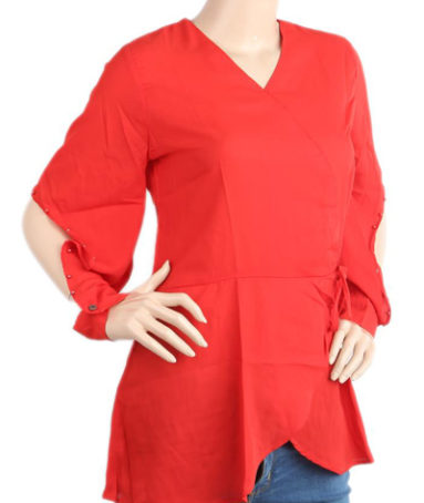 Women's Plain Georgette Top - Red