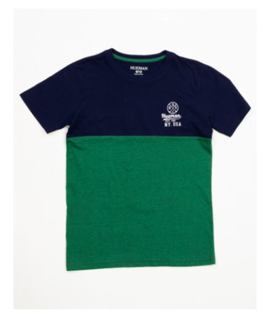 Boys' Green & Navy Blue Short Sleeve T-Shirt Crew Neck