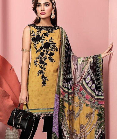 Anaya 3PCS Lawn Neck Embroidered Suit with Bamber Chiffon Dubbata D-103-B