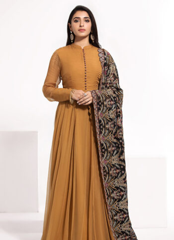 Stitched Long Frock With Embroidered Dupatta
