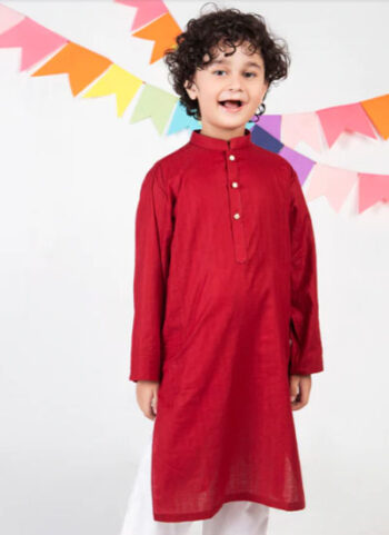 Maroon Kurta Gold Botton