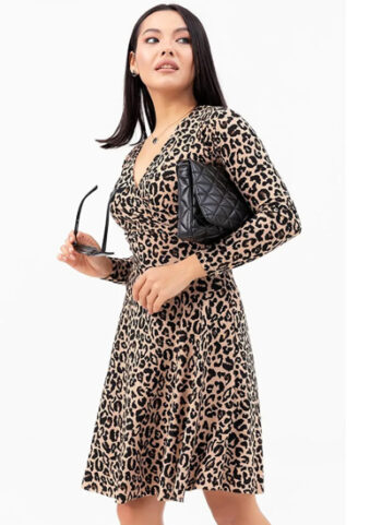 Animal Print Double Breasted Patterned Dress