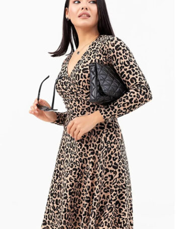 Animal Print Double Breasted Patterned Dress