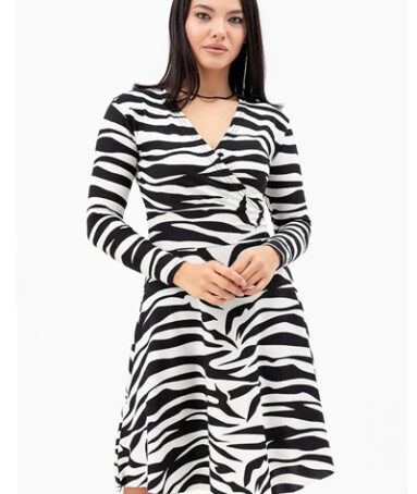 Zebra Printed Double Breasted Dress