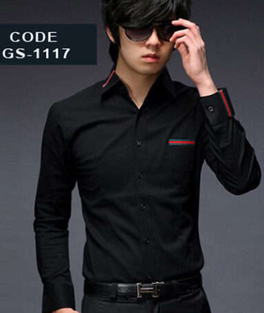 Black Designer Shirt Red And Green