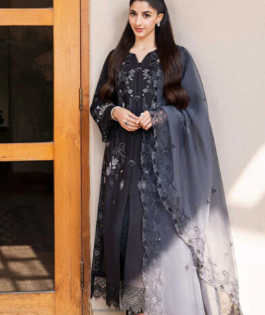 Black Embroidered Sleeves (lawn) Dress