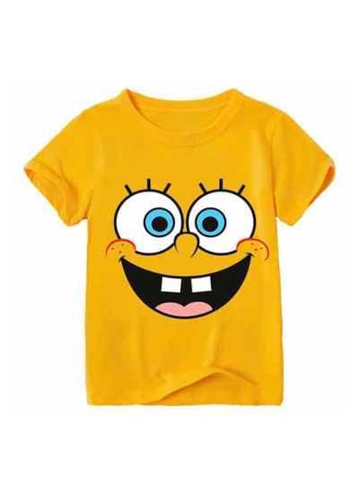 Kids Yellow Casual T Shirt Wide Eyes