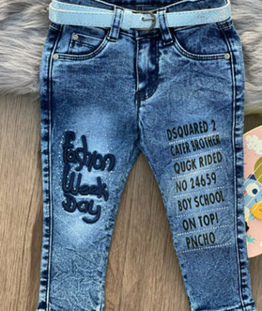 Blue Baby Girls Jeans With Print