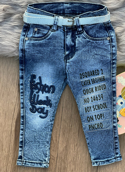 Blue Baby Girls Jeans With Print