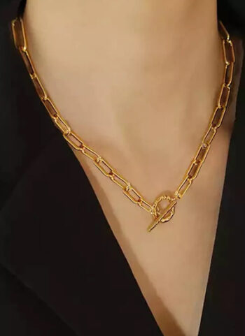 Box Chain Toggle Clasp Gold Necklace