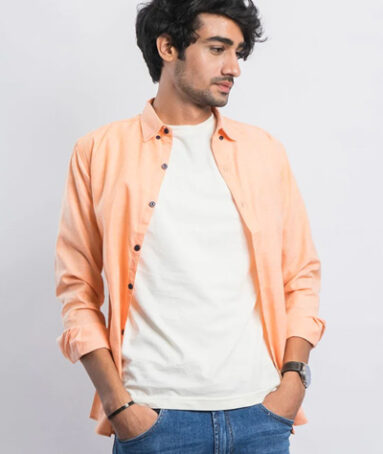 Casual Solid Shirt Orange For Men