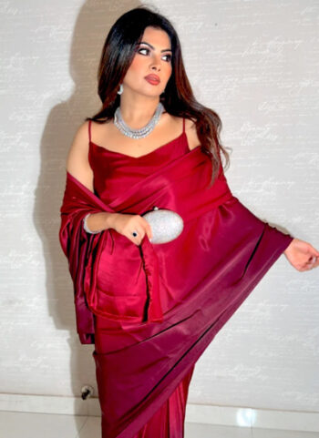 Deep Red To Maroon Ombre Saree