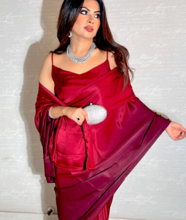 Deep Red To Maroon Ombre Saree