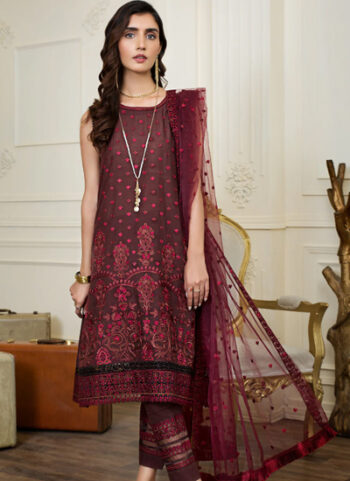 Embroidered Lawn Sleeves Dress For Women