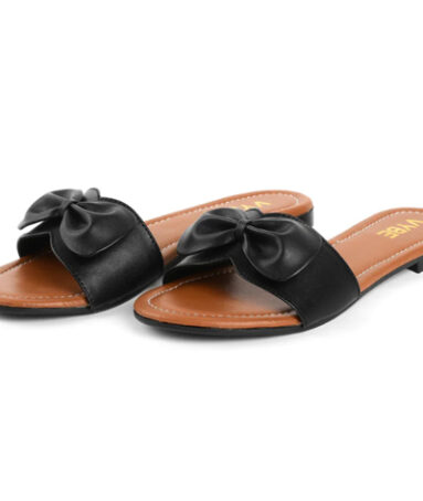 VYBE Bow Plain Flats Black For Women