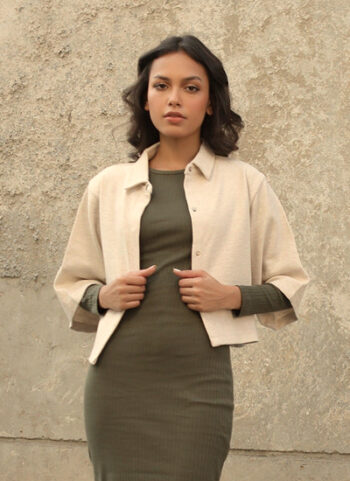 Cropped Structured Jacket For Women