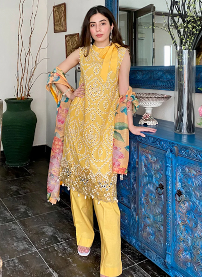 Embroidered Chikan Shirt Lawn Dobby
