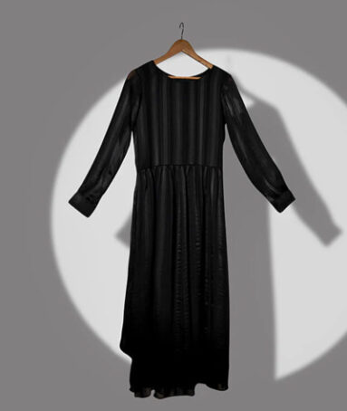 Black Chic Textured Chiffon Long Dress