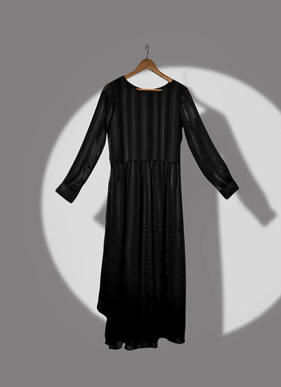 Black Chic Textured Chiffon Long Dress
