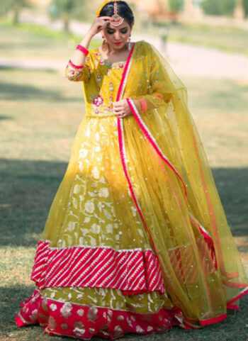 Bright Yellow Embroidery Dress For Women