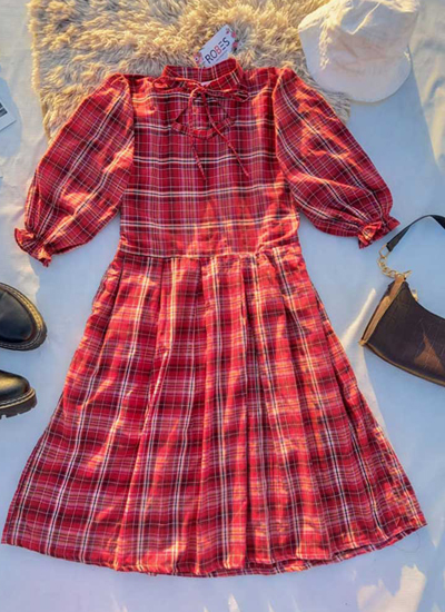 Chery Grunge Plaid Short Dress