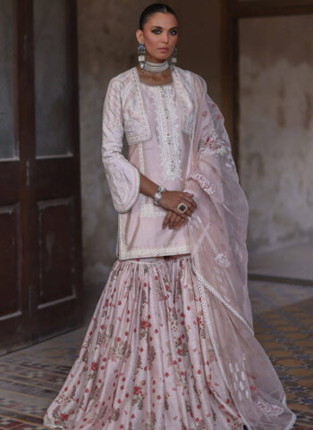 Rose Pink-Hued MNR Kameez Gharara